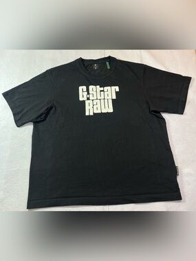 G-Star Raw Unisex Radio Boxy T-Shirt Graphic Logo Top Organic Cotton,Black,XXL